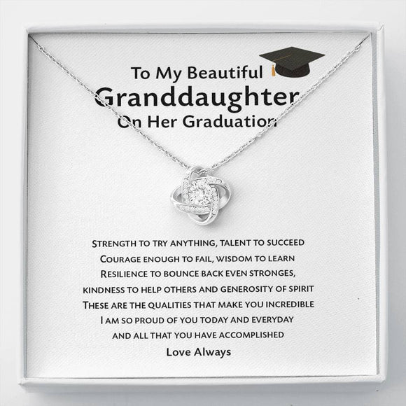 to My Beautiful Graduation Gift for Granddaughter, Love Knot Necklace with On Message Card, Grandmother Granddaughter Gift, High School Graduation Gift, Class of 2021 Grad