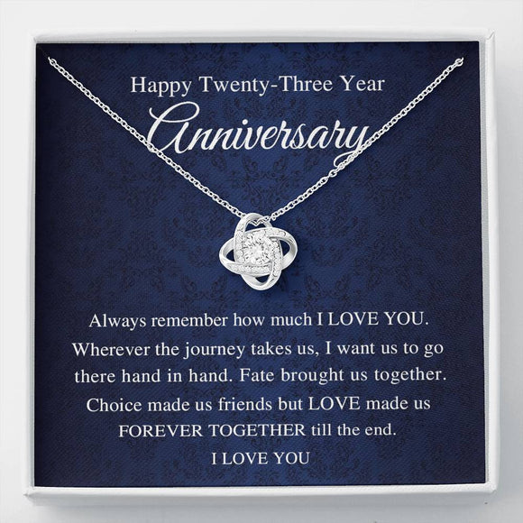 23rd Wedding for Wife Air Twenty Third 23 Year for Her, Love Knot Necklace with Message Card
