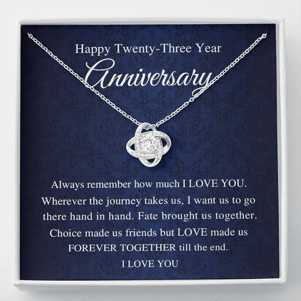 23rd Wedding for Wife Air Twenty Third 23 Year for Her, Love Knot Necklace with Message Card