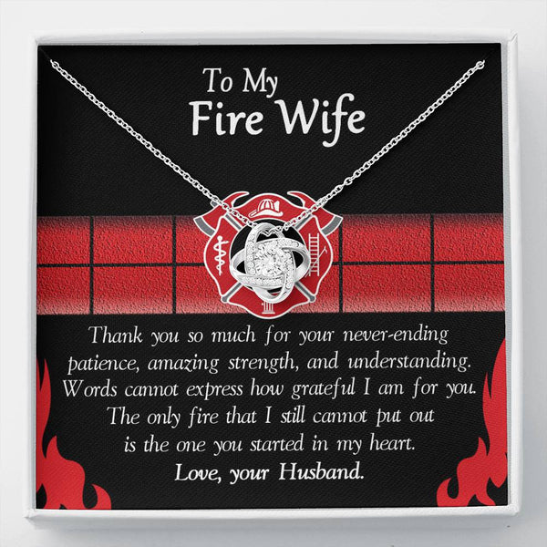 CINOCA to My Fire Wife, Love Knot Necklace from Your Fireman Husband, Firefighters Wife Gift, Thin Red Line On Birthday, Special Day