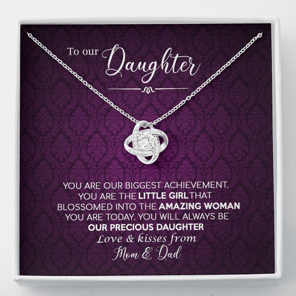 to Our Daughter, You are Our Biggest Achievement Love Knot Necklace, Daughter Birthday, Christmas,