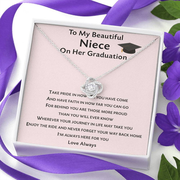 to My Beautiful Graduation Gift for Niece, Love Knot Necklace with On Message Card, Graduation Gift for Her, Graduation 2021, Pandemic Graduate, Class of 2021 Gift, Gift from Aunt to Niece