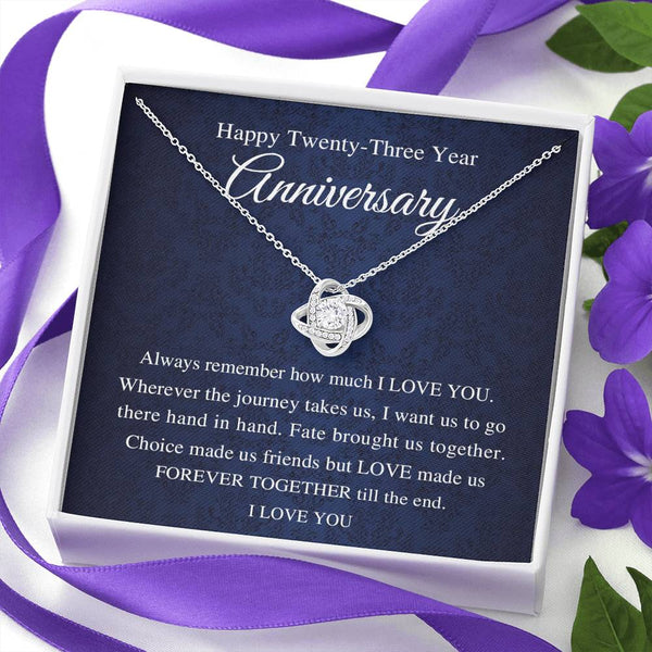 23rd Wedding for Wife Air Twenty Third 23 Year for Her, Love Knot Necklace with Message Card