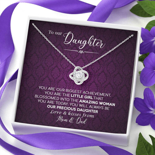 to Our Daughter, You are Our Biggest Achievement Love Knot Necklace, Daughter Birthday, Christmas,