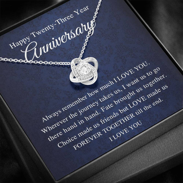 23rd Wedding for Wife Air Twenty Third 23 Year for Her, Love Knot Necklace with Message Card