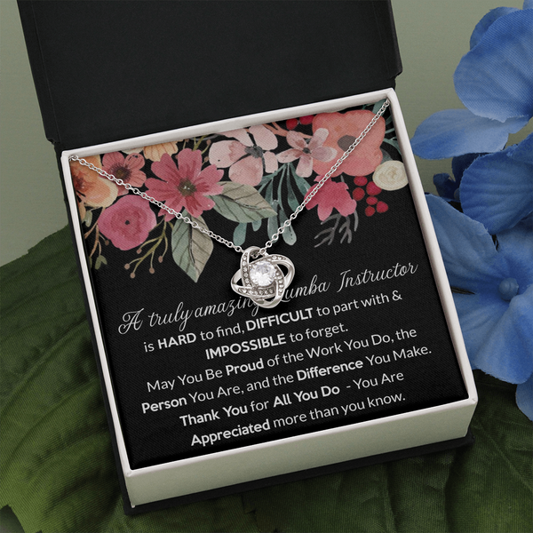 Zumba Instructor Gift, for Instructor Fitness, Zumba Instructor Woman, Thank You Gift Zumba Instructor, Love Knot Necklace with Message Card