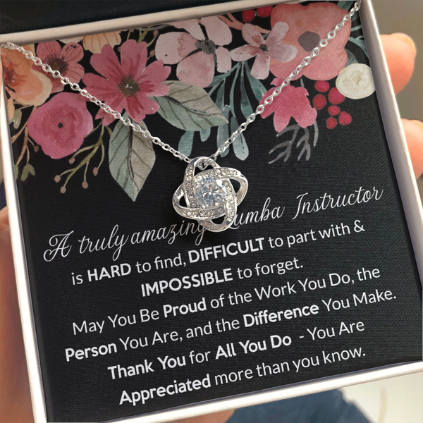 Zumba Instructor Gift, for Instructor Fitness, Zumba Instructor Woman, Thank You Gift Zumba Instructor, Love Knot Necklace with Message Card