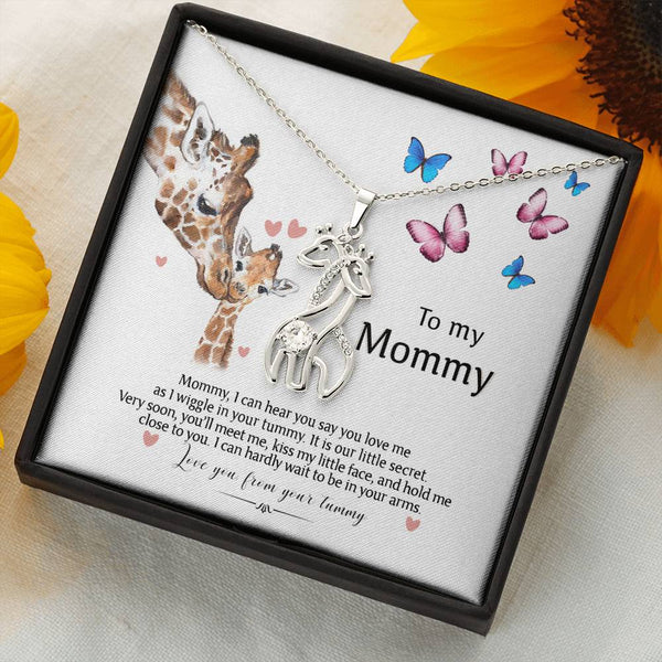 to My Mommy, I Love Your from Your Tummy Giraffe Necklace, Pregnancy Gift for Mommy, Gift for Mommy from Baby Bump, Mom Necklace Jewelry