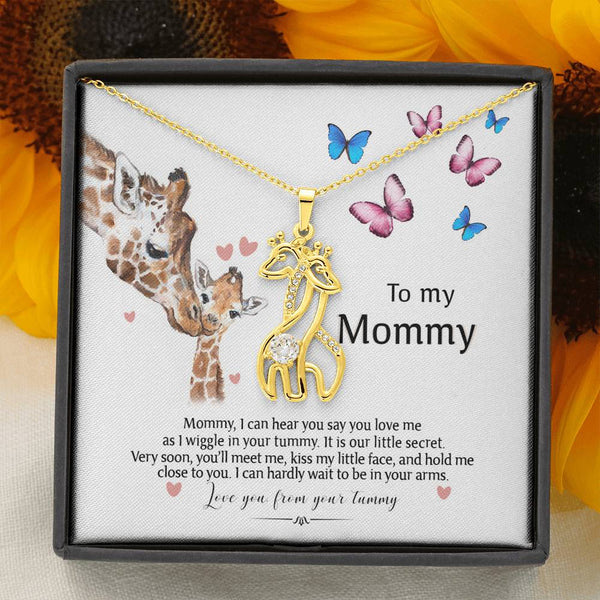 to My Mommy, I Love Your from Your Tummy Giraffe Necklace, Pregnancy Gift for Mommy, Gift for Mommy from Baby Bump, Mom Necklace Jewelry