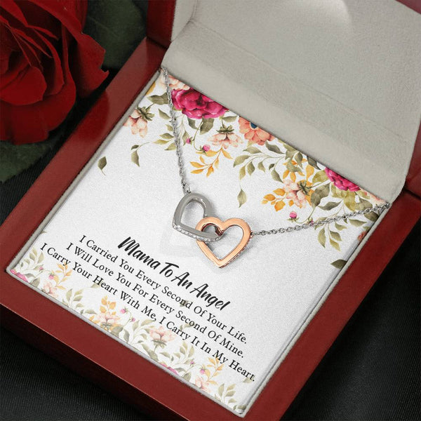 Mama to an Angel Necklace, Miscarriage Gift Idea, Pregnancy Baby Loss Gift, Miscarriage Sentimental Gift, Interlocking Hearts Necklace with Message Card