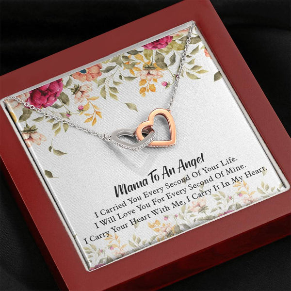 Mama to an Angel Necklace, Miscarriage Gift Idea, Pregnancy Baby Loss Gift, Miscarriage Sentimental Gift, Interlocking Hearts Necklace with Message Card