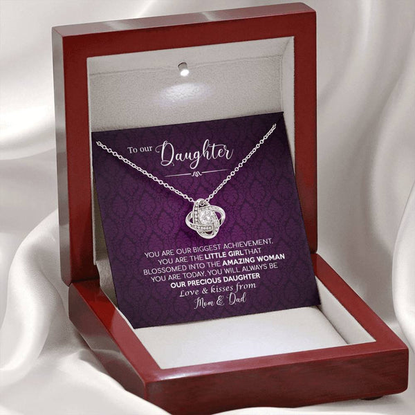 to Our Daughter, You are Our Biggest Achievement Love Knot Necklace, Daughter Birthday, Christmas,