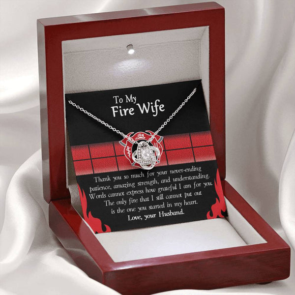 CINOCA to My Fire Wife, Love Knot Necklace from Your Fireman Husband, Firefighters Wife Gift, Thin Red Line On Birthday, Special Day