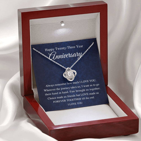 23rd Wedding for Wife Air Twenty Third 23 Year for Her, Love Knot Necklace with Message Card