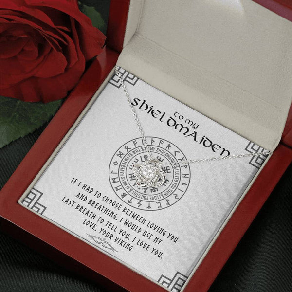 Shieldmaiden Jewelry, Shieldmaiden Necklace Pendant, Nordic Necklace, Norse Jewelry for Women, Norseman, Viking Jewelry, Love Knot Necklace with Message Card