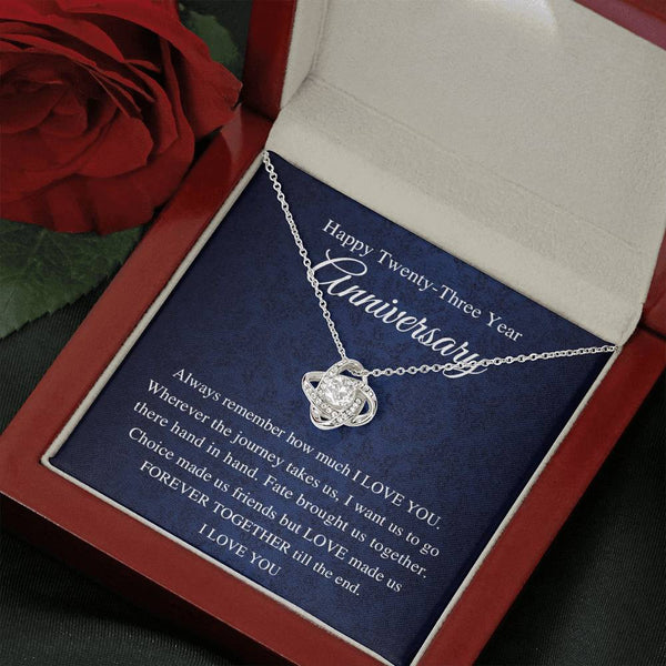 23rd Wedding for Wife Air Twenty Third 23 Year for Her, Love Knot Necklace with Message Card