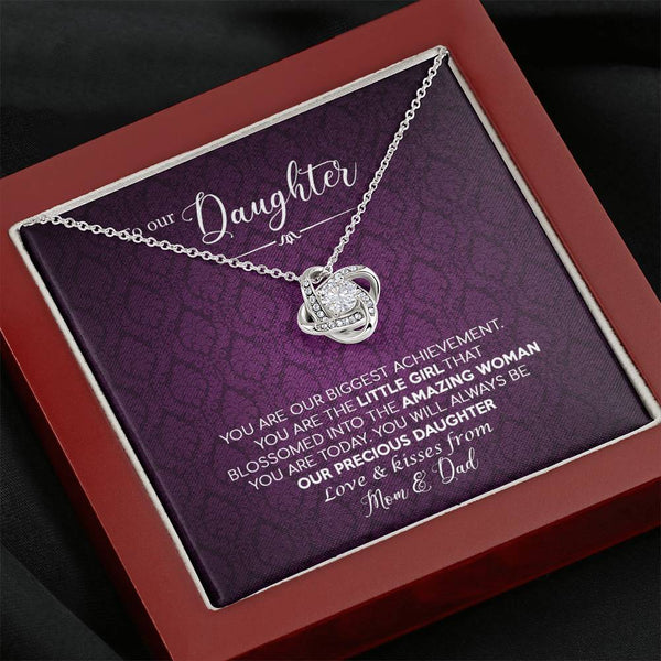 to Our Daughter, You are Our Biggest Achievement Love Knot Necklace, Daughter Birthday, Christmas,
