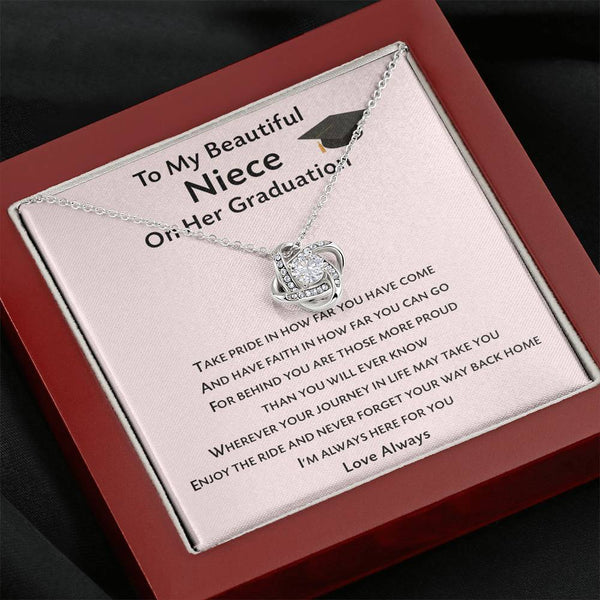 to My Beautiful Graduation Gift for Niece, Love Knot Necklace with On Message Card, Graduation Gift for Her, Graduation 2021, Pandemic Graduate, Class of 2021 Gift, Gift from Aunt to Niece