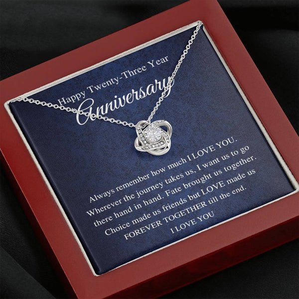 23rd Wedding for Wife Air Twenty Third 23 Year for Her, Love Knot Necklace with Message Card