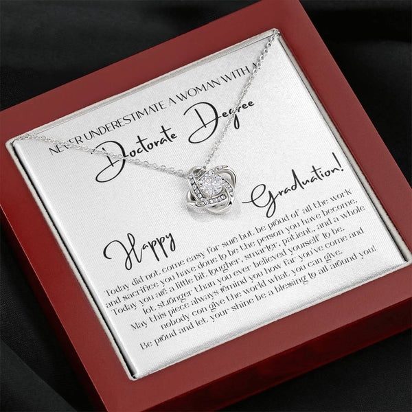 Doctorate Graduation Gift, for Her, PHD Graduation Gift, Doctorate Degree Graduation Gift, PHD Graduation Gift, Love Knot Necklace with Message Card