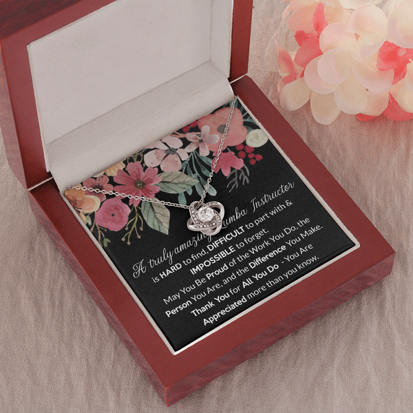 Zumba Instructor Gift, for Instructor Fitness, Zumba Instructor Woman, Thank You Gift Zumba Instructor, Love Knot Necklace with Message Card