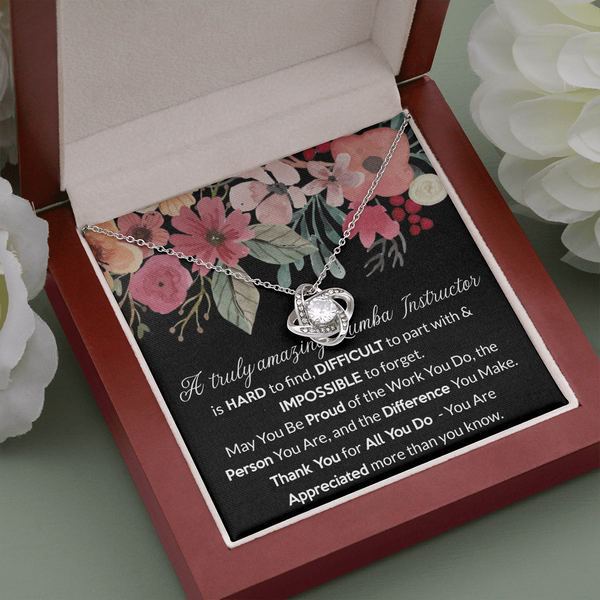 Zumba Instructor Gift, for Instructor Fitness, Zumba Instructor Woman, Thank You Gift Zumba Instructor, Love Knot Necklace with Message Card