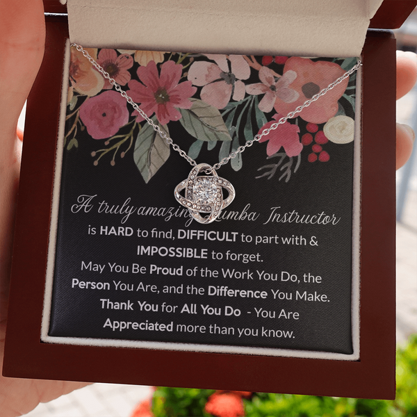 Zumba Instructor Gift, for Instructor Fitness, Zumba Instructor Woman, Thank You Gift Zumba Instructor, Love Knot Necklace with Message Card