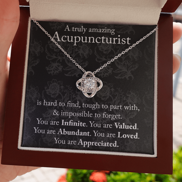 Acupuncturist Gift, Gift for Acupuncturist, Acupuncturist Necklace, You are Infinite, You are Valued, You are Abundant, You are Appreciated, Love Knot Necklace with Message Card