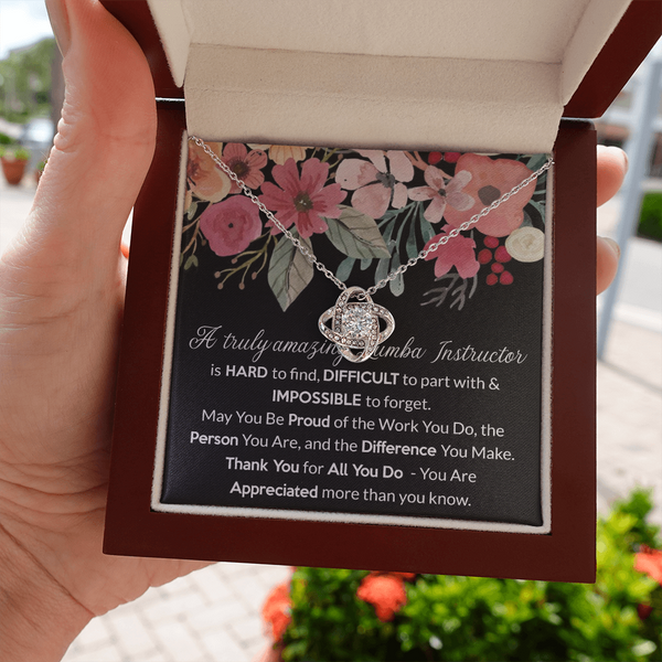 Zumba Instructor Gift, for Instructor Fitness, Zumba Instructor Woman, Thank You Gift Zumba Instructor, Love Knot Necklace with Message Card