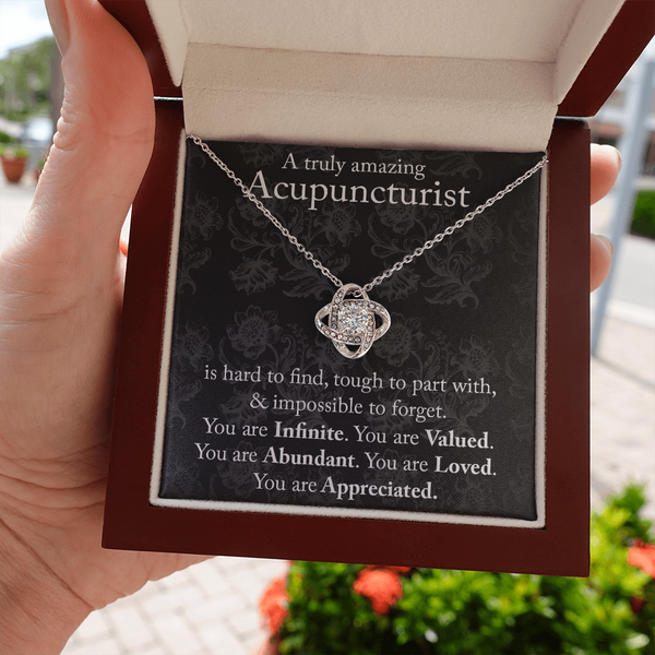 Acupuncturist Gift, Gift for Acupuncturist, Acupuncturist Necklace, You are Infinite, You are Valued, You are Abundant, You are Appreciated, Love Knot Necklace with Message Card