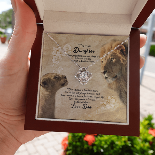 To My Beautiful Daughter Necklace, Lion Dad And Daughter Necklace, Daughter Gift From Dad, Necklace For Daughters, Father Daughter Gifts Love Knot Necklace Birthday Gift for Daughter From Dad